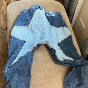 REVICE Two-Tone Blue High Rise Patchwork Jeans